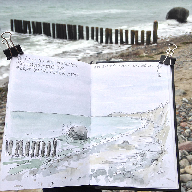 Skizze: Am Strand von Nienhagen