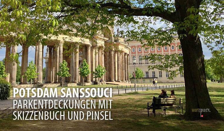 Potsdam Sanssouci mit Skizzenbuch und Pinsel